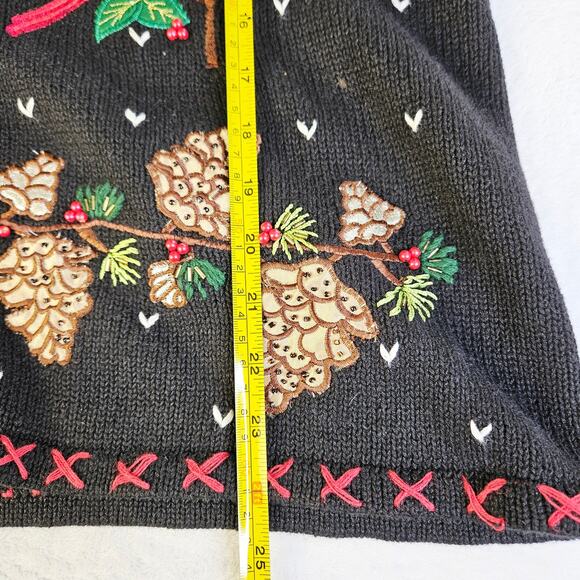 Vintage Bobbie Brooks Christmas Sweater Vest Embroidered Cardinals Large Holiday - Picture 11 of 11